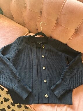 Banana Republic Black Ribbed Button-Front Cardigan